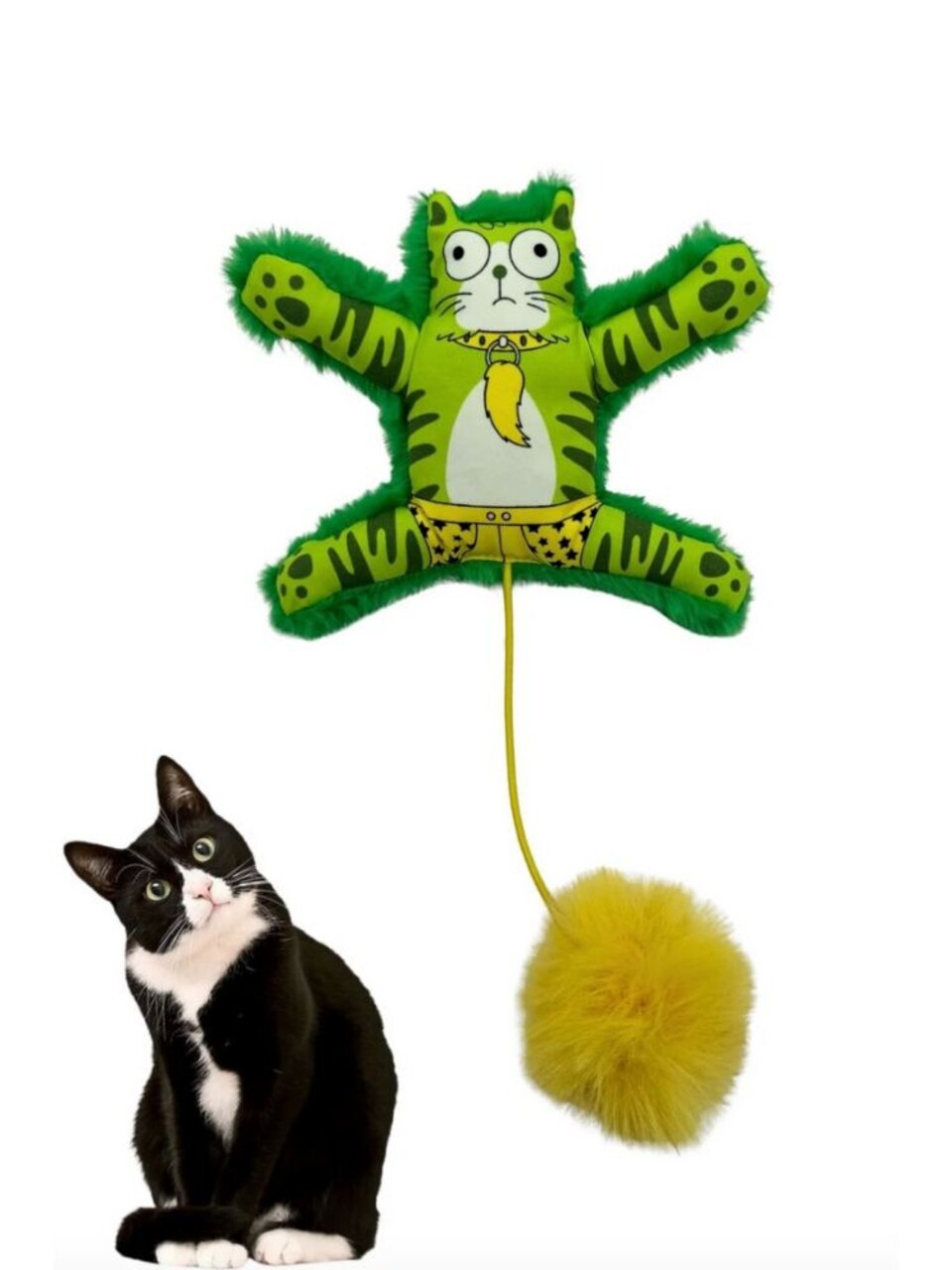 Jucărie pentru pisici, Paws &amp; Whiskers, Miyav 1012, 100% MATERIAL TEXTIL PLUȘOS, Verde - imagine 4